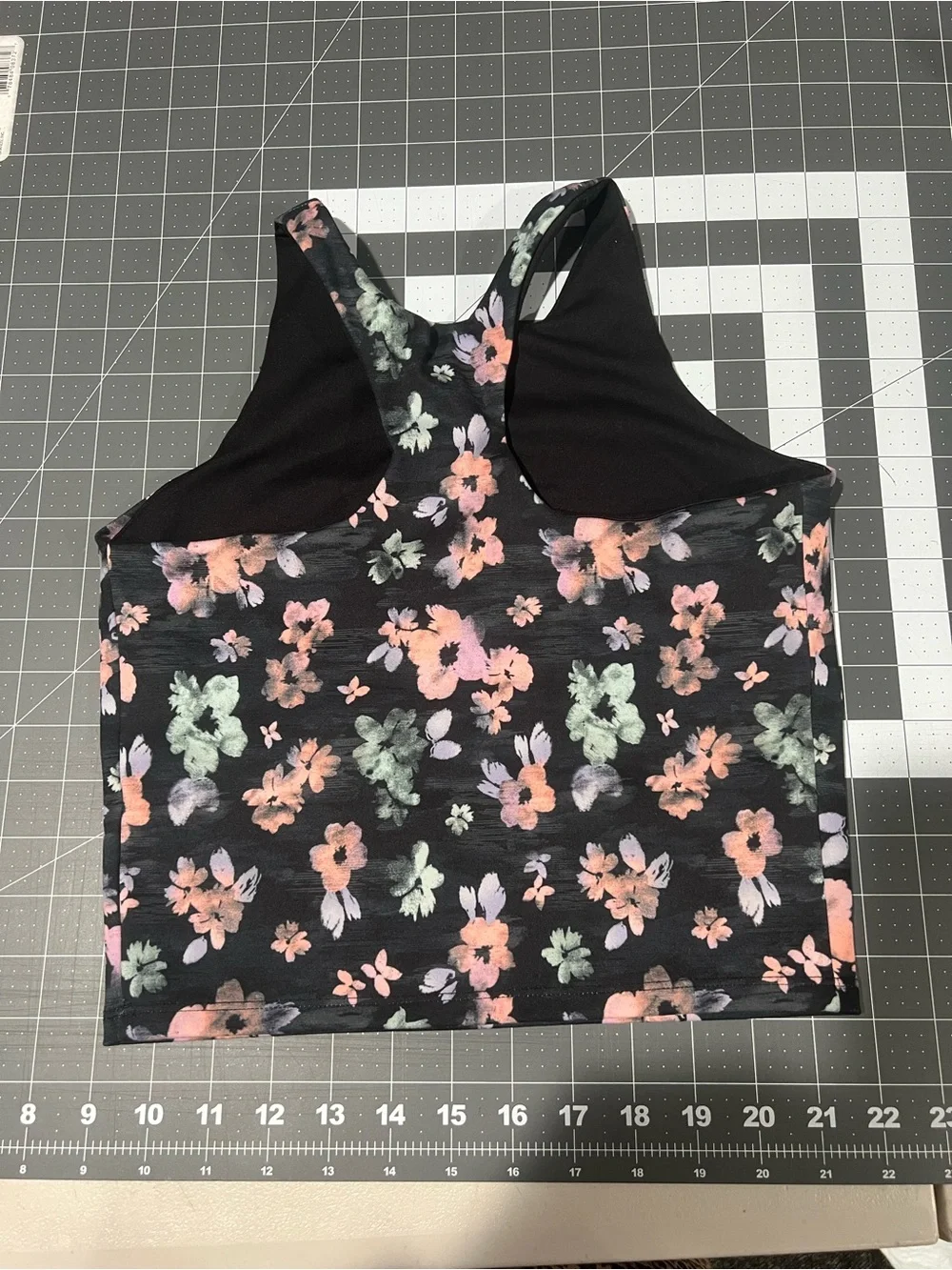 Girls Floral Black Racerback Sports Bra, size: L(10-12)